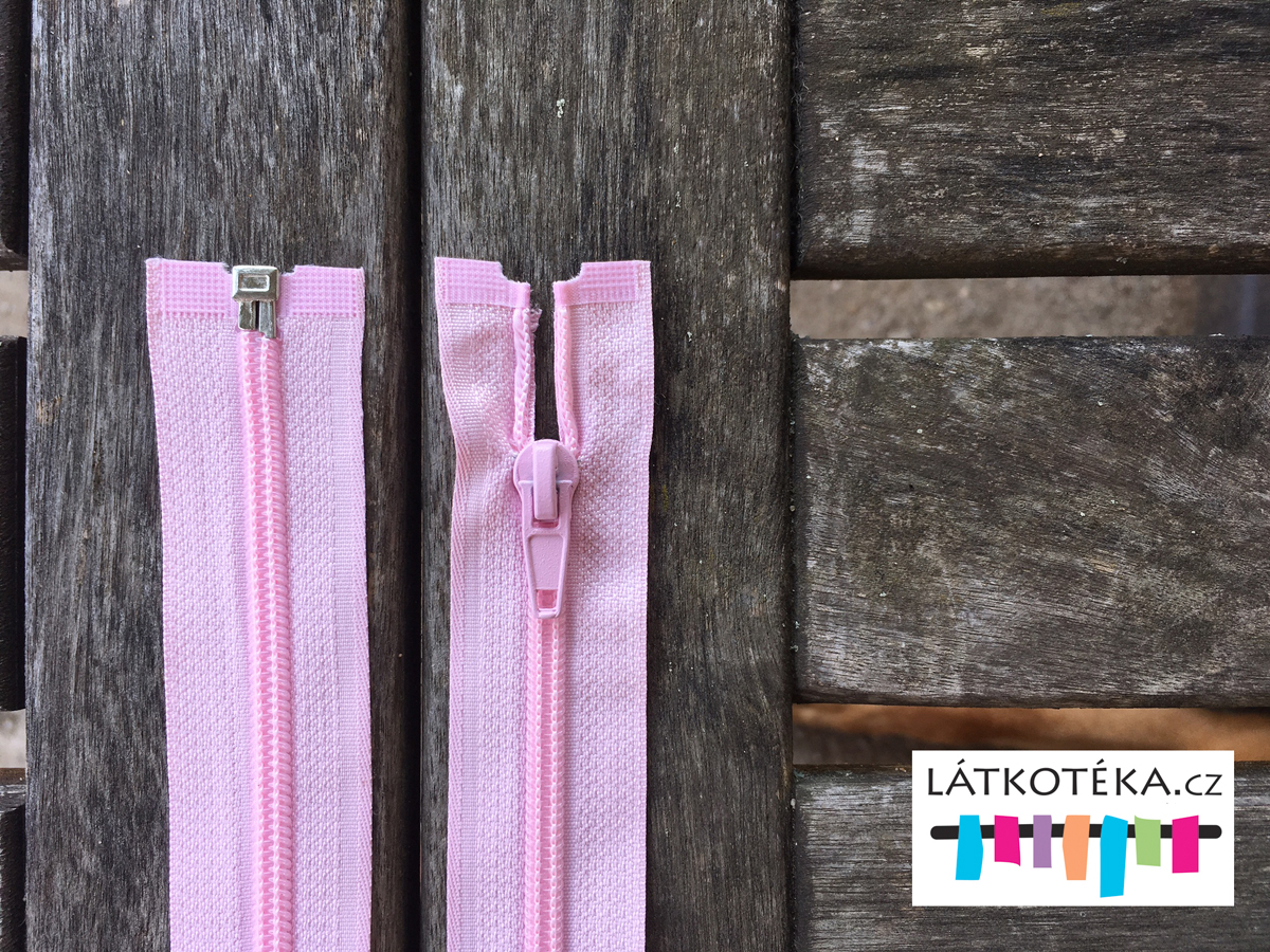 Zip spirálový dělitelný 5mm sv. růžový 25cm